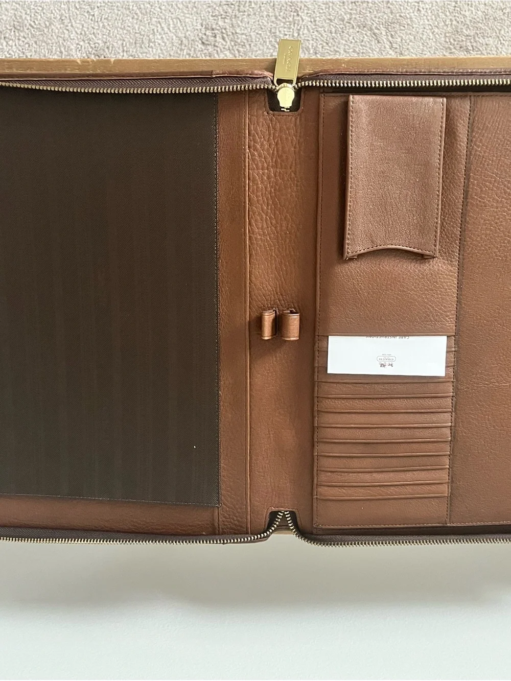 Coach Brown Leather Zip Portfolio Briefcase